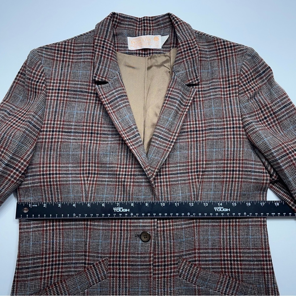 Vtg Pendleton Wool Blazer Womens Small Brown Tweed Houndstooth Jacket Made USA - Picture 11 of 15